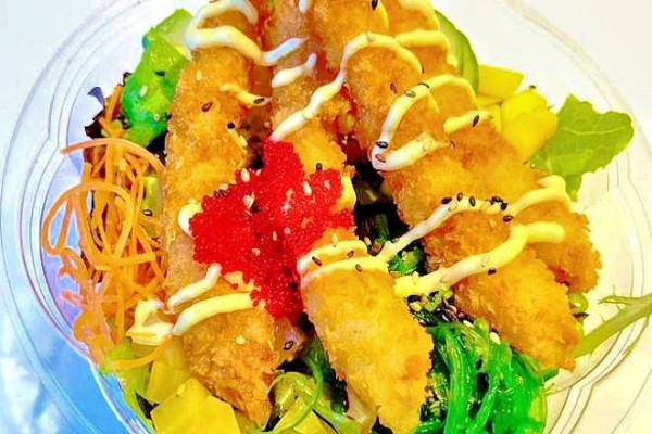 Poke crevette tempura