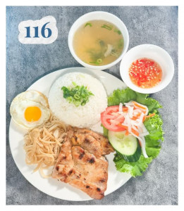 116. CƠM TẤM GÀ NƯỚNG BÌ HỘT GÀ ỐP LA