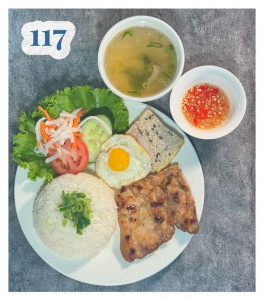 117. CƠM TẤM GÀ NƯỚNG CHẢ TRỨNG HỘT GÀ ỐP LA