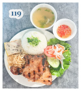 119. CƠM TẤM GÀ NƯỚNG SƯỜN NƯỚNG BÌ CHẢ TRỨNG