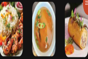 Crevettes grillé + Mini soupe + Rouleaux impériaux