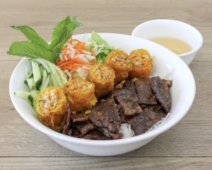 V2 Grilled Beef Vermicelli with Spring Rolls