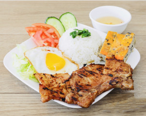 R6 Grilled Pork Chop and Egg Meatloaf on Rice