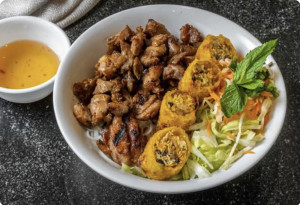 V1 Grilled Pork Vermicelli with Spring Rolls