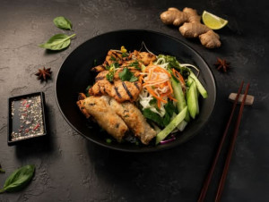 32. Bún Gà Nướng Chả Giò -  Grilled Chicken Spring Roll