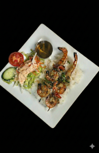 2. Crevettes grillé ( Bol grillade aux Vermicel avec Rouleaux impériaux)