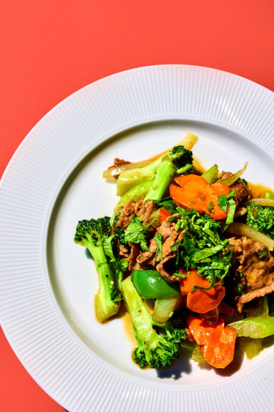 W5. Boeuf saute avec brocolis et champignons