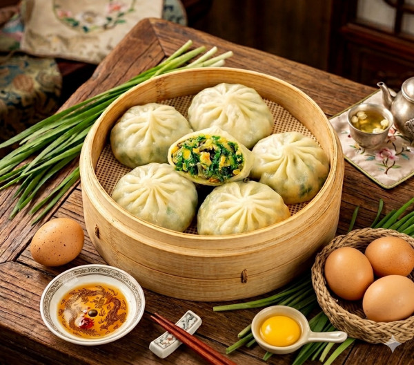 Pains ciboulette et œufs (10 mcx) / Chive & Egg Buns (10pcs)