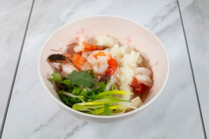 12. Seafood noodle soup and veggie