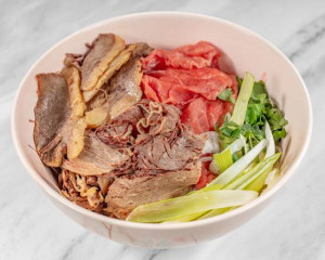 19. Rare beef and well done flank and brisket rice noodle soup